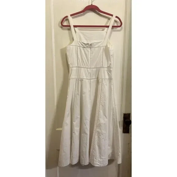 J. Crew White 100% Cotton Strappy Fit Flare Summer Midi Dress  Women's Size 4 - Picture 6 of 10